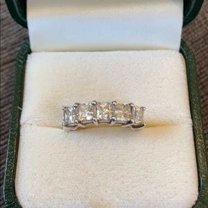Sterling Diamonique five stone band ring